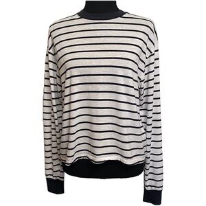 Brandy Melville White Navy Striped Nautical Long Sleeve Top